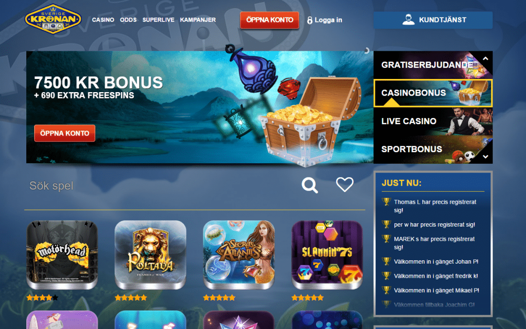 SverigeKronan 1500 kr casino bonus + 30 free spins