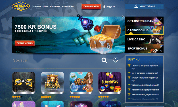 SverigeKronan 1500 kr casino bonus + 30 free spins