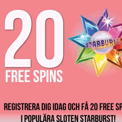 20 free spins hos Sweden Casino utan insättningskrav